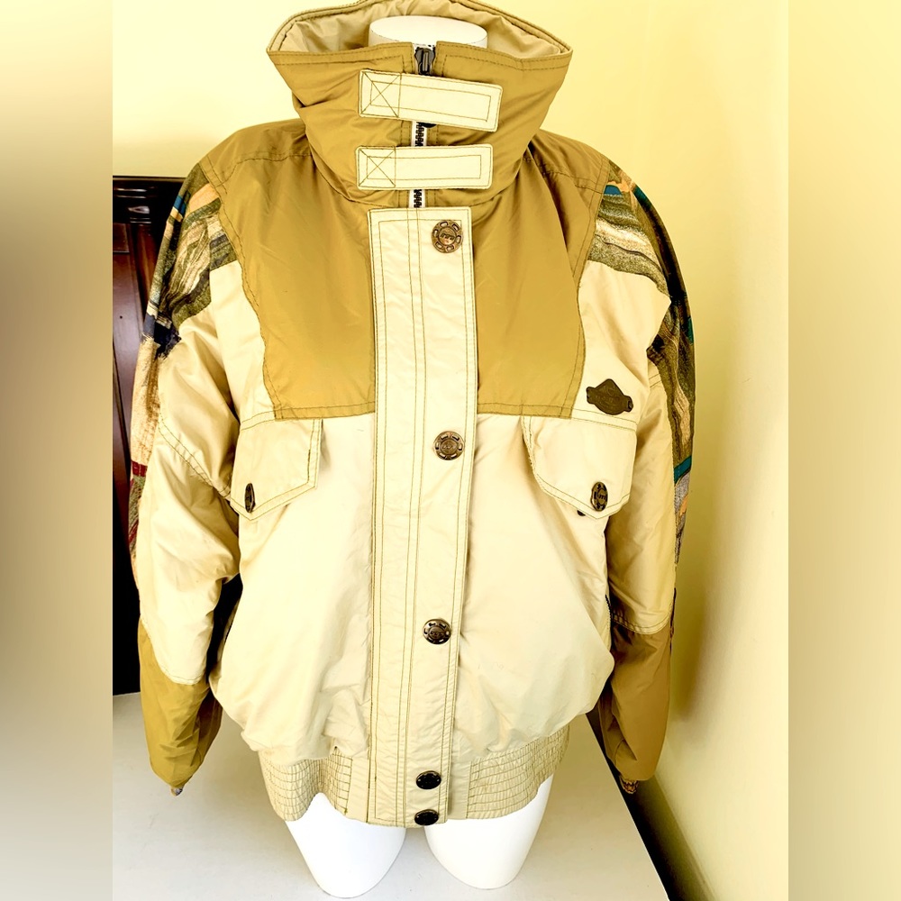 Vintage Two-Tone winter ski Jacket multicolor Accent button-up front EUR44 US 12